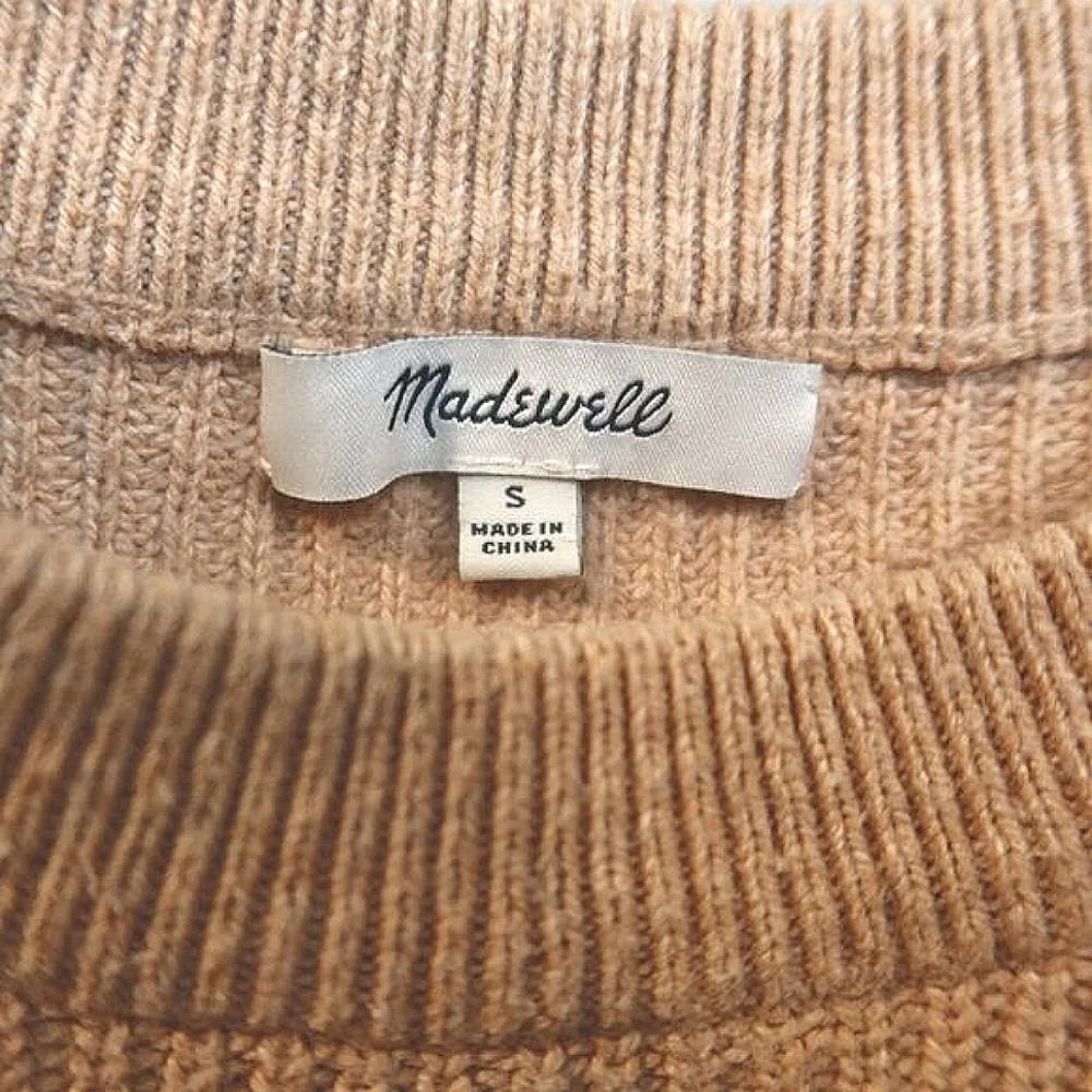 Madewell Cream Tan Ribbed Crew Neck Sweater